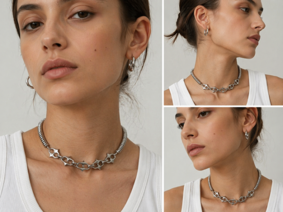 Naszyjnik Choker duży łańcuch Cierń