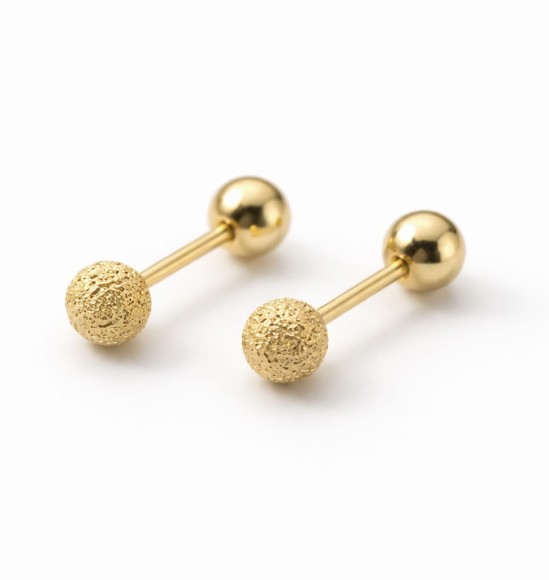 Srebrne kolczyki pozłacane na sztyfcie - kulki 4mm dwustronne
