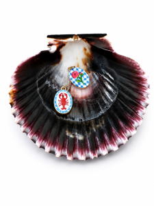 Zawieszka pozłacana Mini art - Kwiaty i kratka sogold