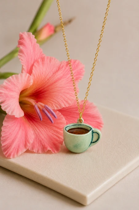 Zawieszka pozłacana Mini art - Coffee
