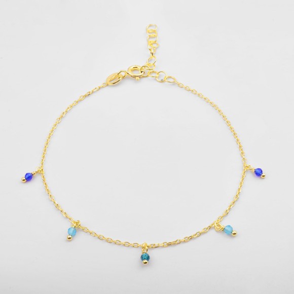 Bransoletka pozłacana z niebieskimi kamieniami