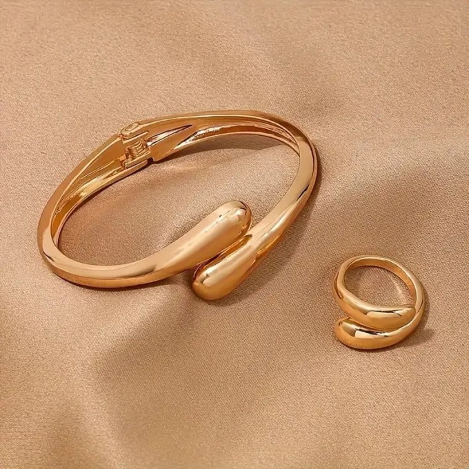 Komplet - bransoletka i pierścionek krople sogold.pl