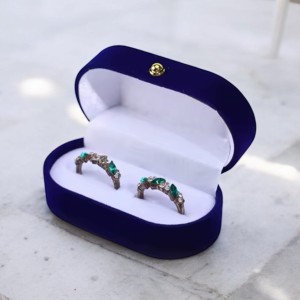 Pudełko na pierścionki w stylu Vintage - granatowe