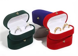 Pudełko na pierścionki w stylu Vintage - granatowe