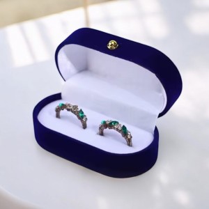 Pudełko na pierścionki w stylu Vintage - granatowe