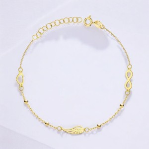 Bransoletka złota - serce, nieskończoność i skrzydło pr.585