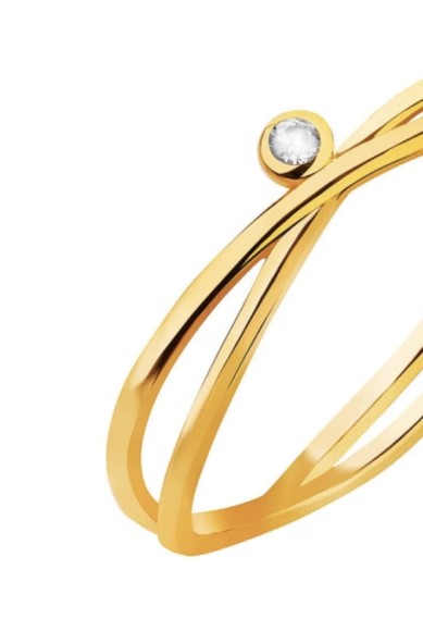 Złoty pierścionek pr.585 - przeplatany z cyrkonią