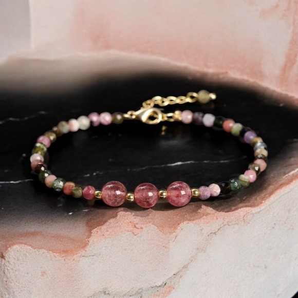 Bransoletka z kolorowymi naturalnymi kamieniami