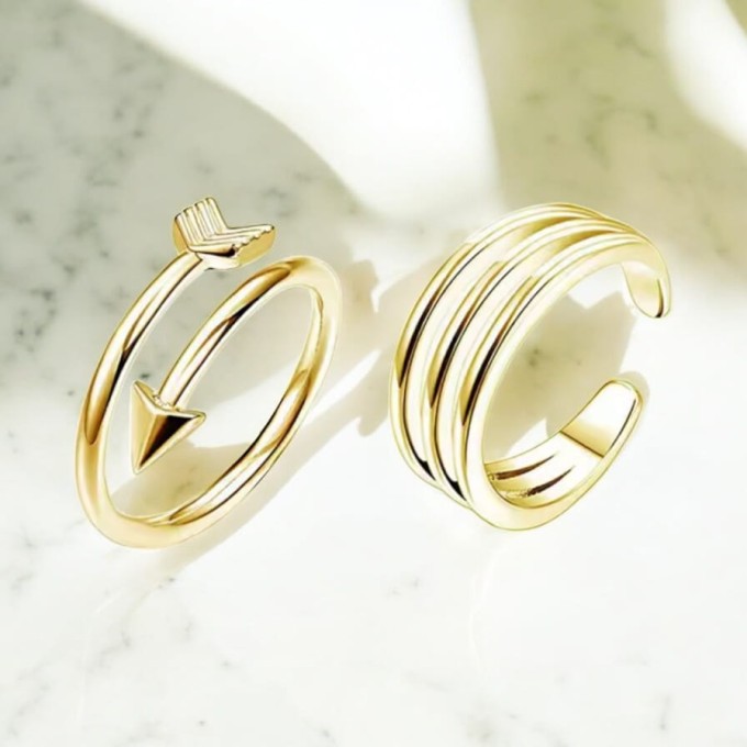 Zestaw pierścionków na palec u stopy - strzałka i prosty