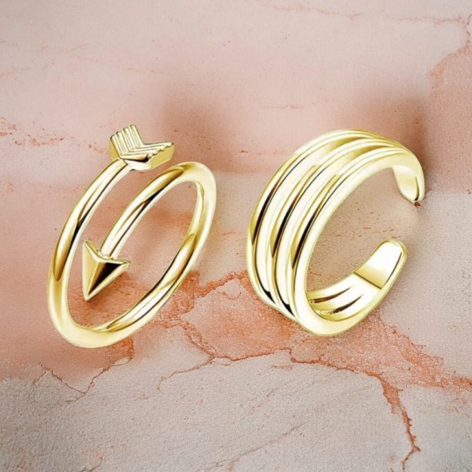 Zestaw pierścionków na palec u stopy - strzałka i prosty