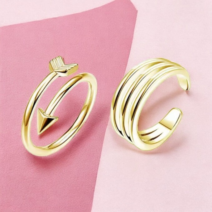 Zestaw pierścionków na palec u stopy - strzałka i prosty