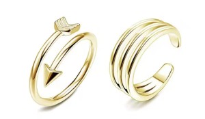 Zestaw pierścionków na palec u stopy - strzała i prosty