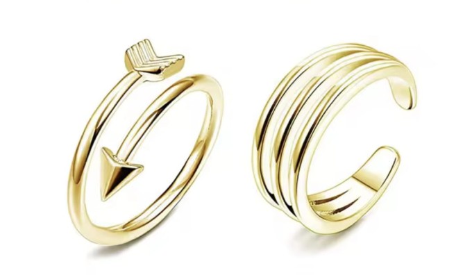 Zestaw pierścionków na palec u stopy - strzała i prosty