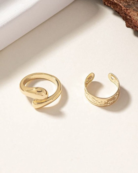 Zestaw pierścionków na palec u stopy - krople i prosty