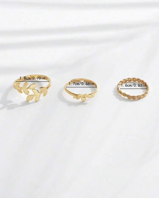 Zestaw trzech  pierścionków na palec u stopy  - listki i wąż