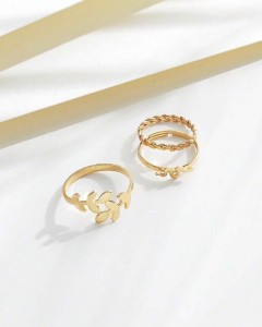 Zestaw trzech  pierścionków na palec u stopy  - listki i wąż