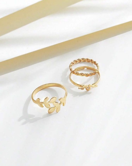 Zestaw trzech  pierścionków na palec u stopy  - listki i wąż