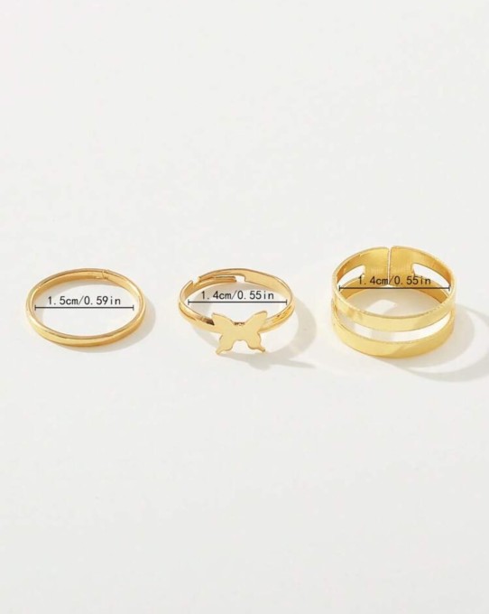 Zestaw trzech pierścionków na palec u stopy - motyl