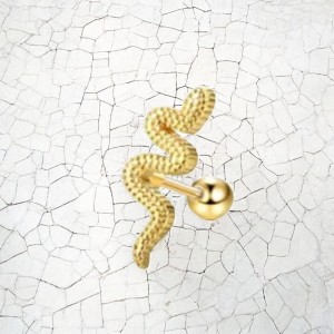 Kolczyk srebrny pozłacany wąż - piercing