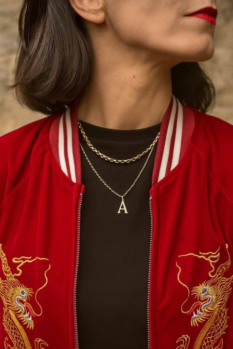 Złota zawieszka literka A ze złota 585 – minimalistyczna zawieszka inicjał, personalizowana biżuteria damska Sogold.