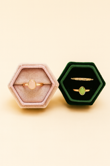 Pudełko na pierścionek - aksamitne zielone