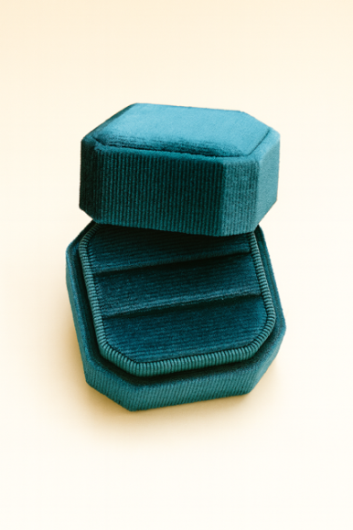 Pudełko na pierścionek - aksamitne turkusowe