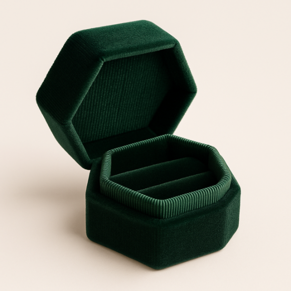 Pudełko na pierścionek - aksamitne zielone