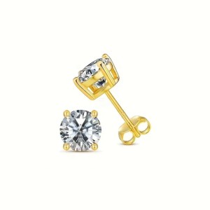 Kolczyki srebrne pozłacane - klasyczne z jedną cyrkonią 3mm sogold
