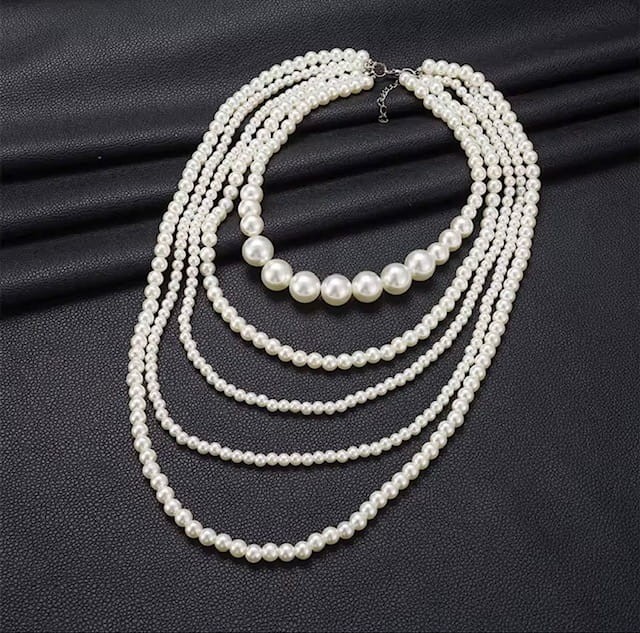 Naszyjnik perłowy - pięć warstw SOGOLD