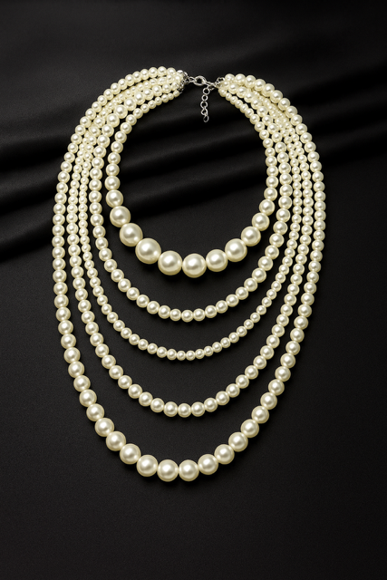 Naszyjnik perłowy - pięć warstw