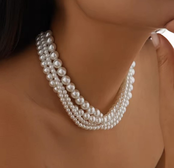 Naszyjnik perłowy - cztery warstwy SOGOLD