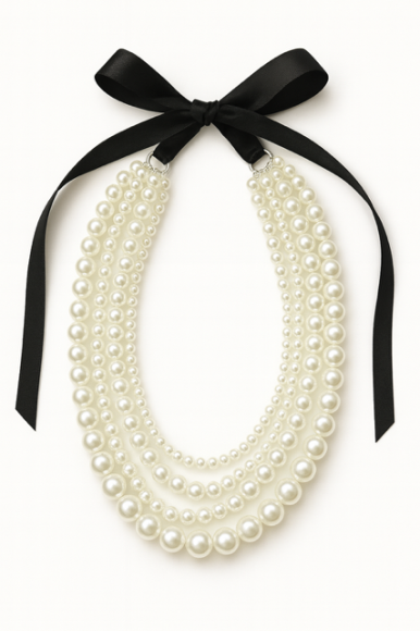 Naszyjnik perłowy - cztery warstwy wiązany SOGOLD