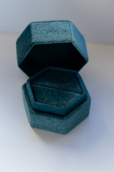 Pudełko na pierścionek - aksamitne niebieskie