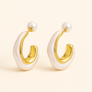 Kolczyki pozłacane perłowe sogold.pl