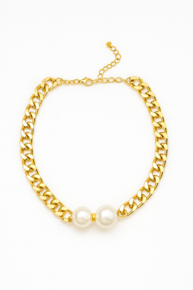 Naszyjnik panderka - z dwoma perłowymi elementami sogold.pl