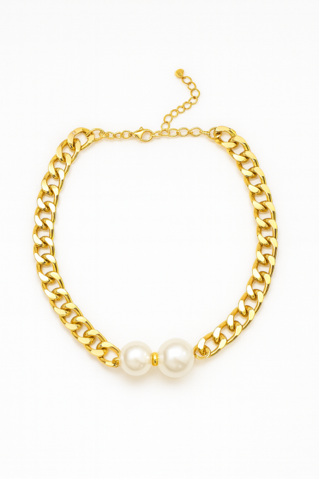 Naszyjnik panderka - z dwoma perłowymi elementami sogold.pl