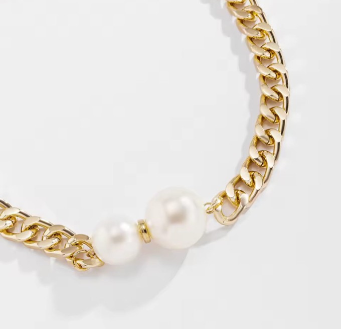 Naszyjnik panderka - z dwoma perłowymi elementami sogold.pl