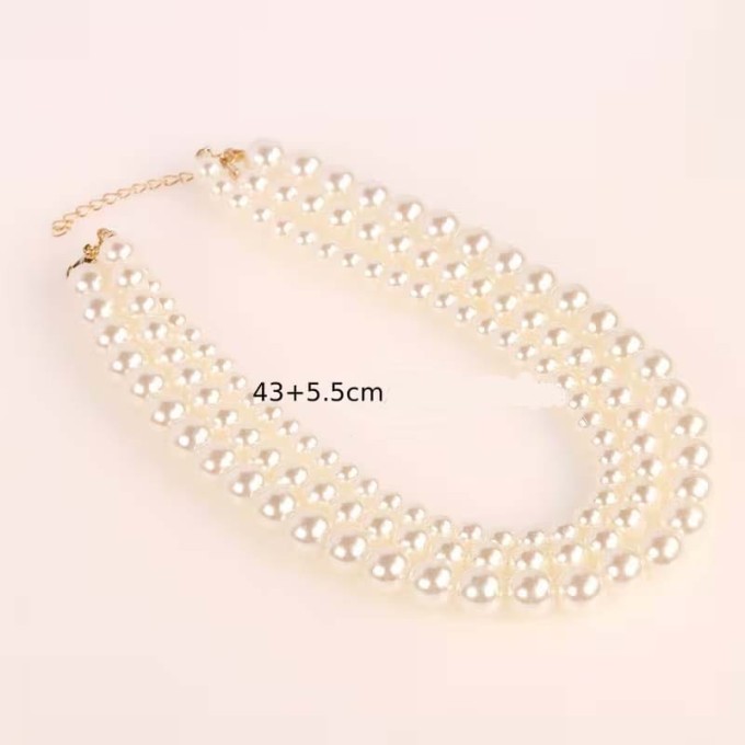 Naszyjnik perłowy - trzy warstwy sogold.pl