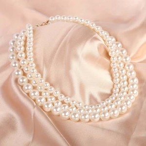Naszyjnik perłowy - trzy warstwy sogold.pl