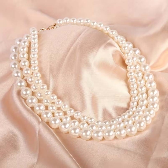 Naszyjnik perłowy - trzy warstwy sogold.pl