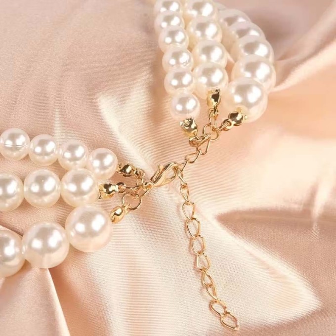 Naszyjnik perłowy - trzy warstwy sogold.pl