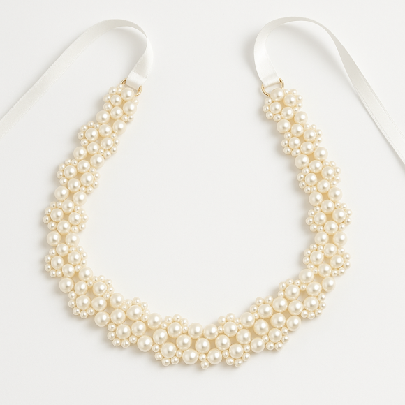 Naszyjnik perłowy - pleciony wiązany sogold.pl