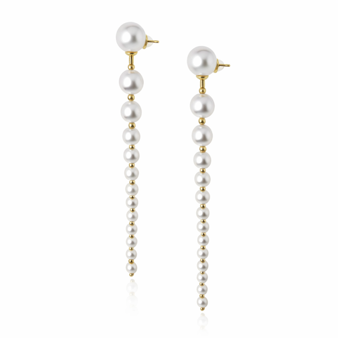 Kolczyki perłowe długie - wiszące sogold.pl