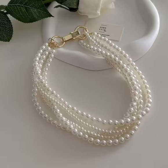 Naszyjnik perłowy - cztery warstwy  sogold.pl