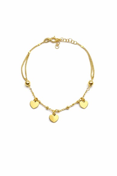 Bransoletka srebrna pozłacana z sercami sogold.jpg