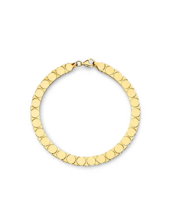 Złota bransoletka 585 z kolekcji Premium SoGold. Płaska, geometryczna forma z regularnych okrągłych elementów – nowoczesna biżuteria damska.