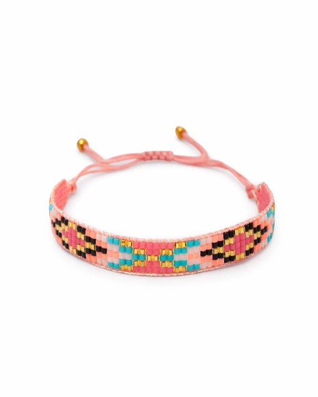 Bransoletka Boho z różowych koralików sogold