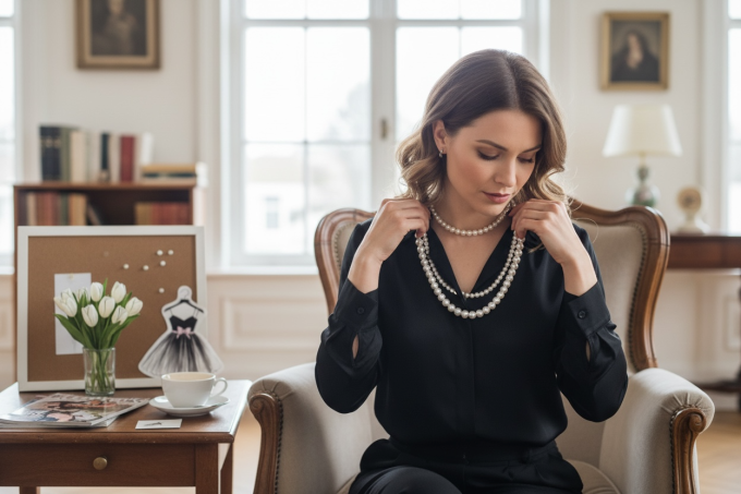 Naszyjnik perłowy - dwie warstwy