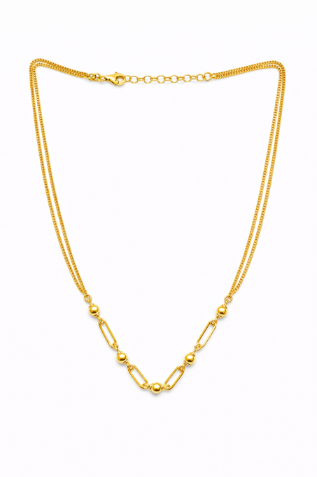 Naszyjnik srebrny pozłacany - z elementami paper clip sogold