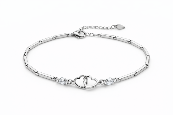 Bransoletka srebrna z sercami i cyrkoniami sogold